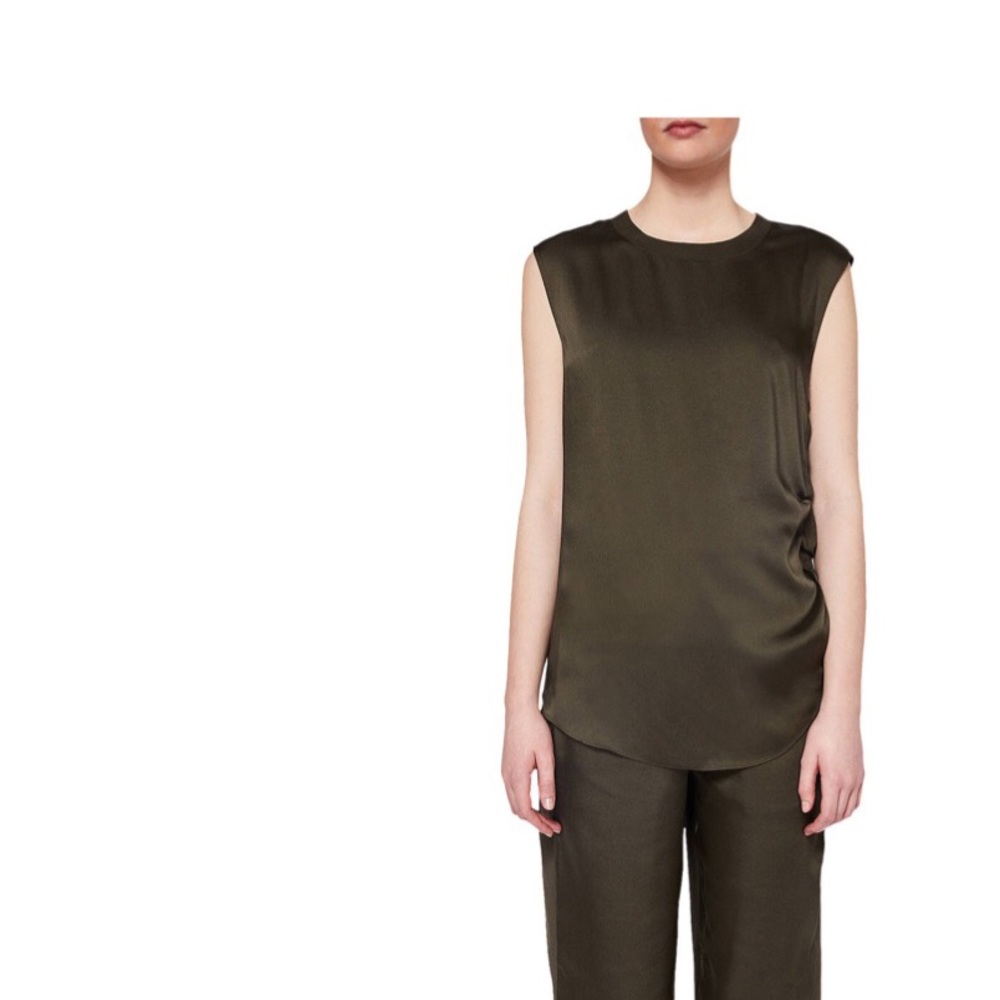 Ted Baker Samiey Ruched Side Satin Top, Green